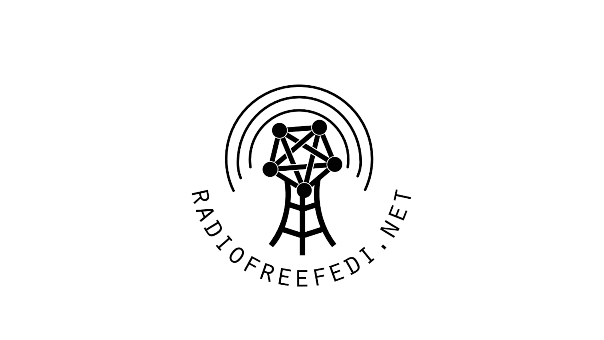 radio free fedi wallpaper 1080p white background with black tower logo